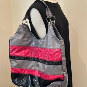 Candie's Gray, Pink & Black Patent Shoulder Bag